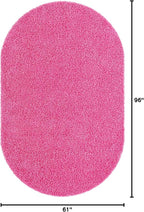 Unique Loom Solid Shag Collection Area Rug (5' 1" x 8' Oval, Taffy Pink)