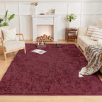 Andency Burgundy Soft Area Rugs for Living Room Bedroom, 5x8 Fluffy Shaggy Bedside Rug, Non-Slip Large Shag Fuzzy Plush Carpets for Bedroom Kids Dorm Nursery Home Decor Aesthetic