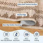 Bordered Printed Non Slip 2x6 Runner Rugs for Hallway Modern Geometric Washable Soft Long Kitchen Rug Stain Resistant Foldable Indoor Rug for Entryway Bedroom, Beige Brown
