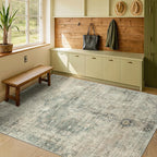 Neutral Abstract Area Rug for Living Room - 5x7 Washable Rug for Large Entryway, Mudroom, Home Office, Moss Cool Green Modern Contemporary & Non Skid Thin Décor