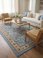 Rugs.com Yasmin Collection Rug – 9' x 12' Light Blue Medium Rug Perfect for Living Rooms, Large Dining Rooms, Open Floorplans