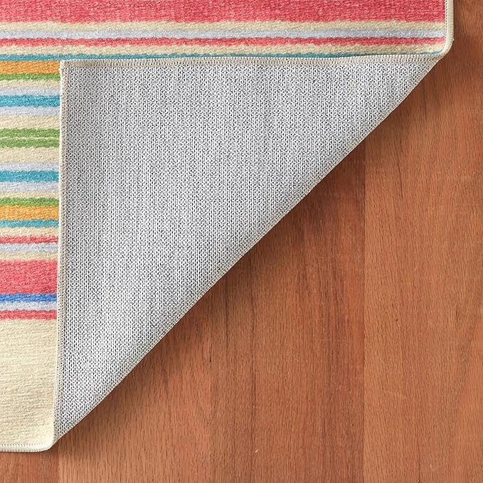 Dash & Albert Cady Stripe Multi Machine Washable Rug, 4 X 6 Feet, Multicolored Stripe Pattern - Premium Luxury Hotel Quality Soft Breathable Hypoallergenic Machine Washable Easy Care All Season