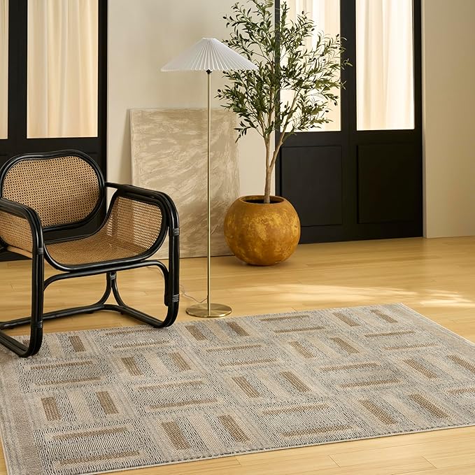 Nourison Home Nordic Grey Multicolor 5' x 7' Scandinavian Area Rug - Easy Clean, Non Shedding, Bed Room, Living Room, Dining Room, Kitchen (5' x 7')