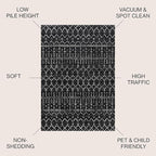 JONATHAN Y Boho Vintage Diamond Black/Ivory Indoor Area Rug 8X10 ft, Moroccan Hype for Living Room, Bedroom, Kitchen, Office, Easy-Cleaning, High Traffic, Pet-Friendly, Non-Shedding (MOH101D-8)