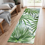 Hall Runner Rug 1.3x7 ft Non-Slip - Tropical Palm Leaves Design in Emerald Green - Easy Clean Washable Carpet for Hallway, Entryway, Bedroom - Durable Floor Decor