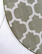 Rugs.com Lattice Collection Rug – 8 Ft Round Dark Green Medium Rug Perfect for Kitchens, Dining Rooms