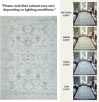 GLN Rugs Traditional Collection - Machine Washable Area Rug, Traditional Washable, Non Slip, Low Pile Chenille Rug, Living Room, Bedroom, Kitchen Rug (4' x 6' Cream/Gray/Sea Salt)