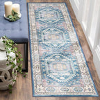 vivorug Blue Runner Rug 2'x7' Vintage Washable Non-Slip Runners for Hallways Kitchen Entryway Laundry Room Carpet Hallway Runner
