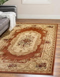 Rugs.com Chateau Collection Rug – 5' x 8' Brick Red Medium Rug Perfect for Bedrooms, Dining Rooms, Living Rooms
