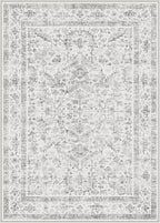 Grey 2x3 Entryway Rug Vintage Area Carpet Indoor Kitchen Washable Door Mat Entrance Small Low Pile Traditional Distressed Retro Accent Throw Rug Non Slip Office Bathroom