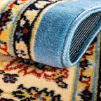 Rugs.com Yasmin Collection Rug – 10 Ft Runner Light Blue Medium Rug Perfect for Hallways, Entryways