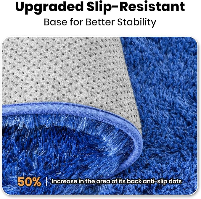 Zentavio Navy Blue Area Rugs for Living Room Boys Rugs for Bedroom 6x9 Large Shag Washable Carpet Soft Furry Fluffy Aesthetic Kids Playroom Rugs for Teen Home Decor