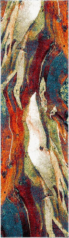 SAFAVIEH Glacier Collection Runner Rug - 2'3" x 22', Red & Green, Modern Abstract Design, Non-Shedding & Easy Care, Ideal for High Traffic Areas in Living Room, Bedroom (GLA126Q)
