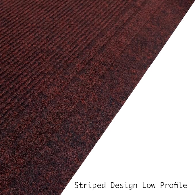 English Home Custom Size Anti Slip Burgundy Design Light Weight Durable TPR Backing Thin Pile Runner Rug (26" x 30')