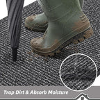 BEQHAUSE Dirt Trapper Door Mat 36" x 60", Non-Slip Washable Doormats Entrance Mat, Dirt Resistant and Absorbent Welcome Mat, Low Profile Floor Mats for Front Back Door and Entryway, Charcoal