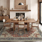 GENIMO 5x7 Area Rugs for Living Room, Machine Washable Non Slip Vintage Rugs, Low Pile Lightweight Chenille Print Rug for Bedroom, Dining Room, Home Office,Bordeaux
