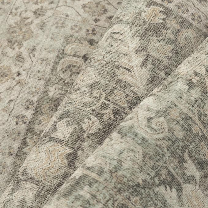 Brown 2x8 Runner Rug Vintage Area Carpet Hallway Indoor Kitchen Washable Low Pile Traditional Distressed Retro Accent Throw Rug Non Slip for Laundry Bathroom Office