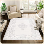 Istana Rug 3x5 - Grey/White Cream Area Rug 3x5 - Pet Friendly Washable Rug - Non Shedding Soft Rugs for Living Room - Eco-Friendly Foldable Dining Room Table Rugs