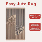 Tangsoo Easy Jute 3x5 Rug for Living Room,Non-Slip Thin Dark Brown Rainbow Indoor Outdoor Area Rug,Washable Boho Farmhouse Carpet for Front Porch Bedroom Patio Entryway