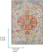 Livabliss Odelia Vintage Bohemian Area Rug,9' x 12'6",Orange/Aqua