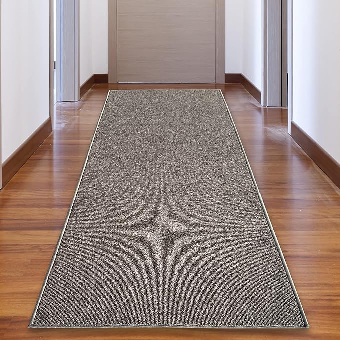 Custom Made Runner Rug Low Pile with Rubber Backing for Kitchen Foyer Hallway Entry Choose Your Length Size 31 Inch Wide Solid and Plain Dark Grey Color (3 feet x 31 Inch)