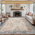 Bavni Washable Rug-6x9 Area Rugs for Bedroom Non-Slip, Ultra Thin Low Pile Living Room Rug, Modern Printed Decorative Rug for Dinning Room Office, Teal/Multi
