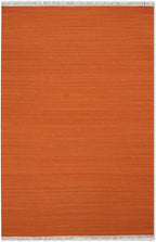 HAND WOVEN FLAT WEAVE KILIM WOOL ECO-FRIENDLY AREA RUGS - 6'x9', Rectangle Shape, Dark Orange Color, Plain Solid Design, Low Pile Handmade Area Rugs for Living Room, Bed Room (D00111)