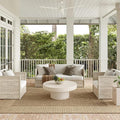 Nuloom Asha Light Brown/Ivory, 6'7" Square, Casual, Striped Border, Soft and Cozy, High Traffic, Stain Resistant, Easy Clean, Durable Area Rug for Indoor/Outdoor Patio, Deck, Porch, Garden, Courtyard
