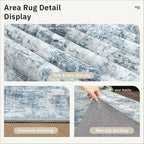 Washable Runner Rug, 2'6" x 8' Non-Slip Kitchen Vintage Foldable Hallway Runners for Entryway, Laundry, Bedroom, Blue