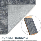 Bavni 8x10 Area Rugs Machine Washable Rug for Living Room, Modern Printed Rug Indoor Soft Area Rug for Bedroom Dining Room, Ultra-Thin Low Pile Carpet with Non Slip Rubber Backing, Dark Gray