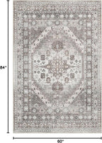 zesthome 5x7 Area Rugs - Ultra-Thin Washble Rug, Stain Resistant Anti Slip Backing Rugs for Living Room,Bedroom, Vintage Home Decor Area Rug (Brown/Beige,5'x7')