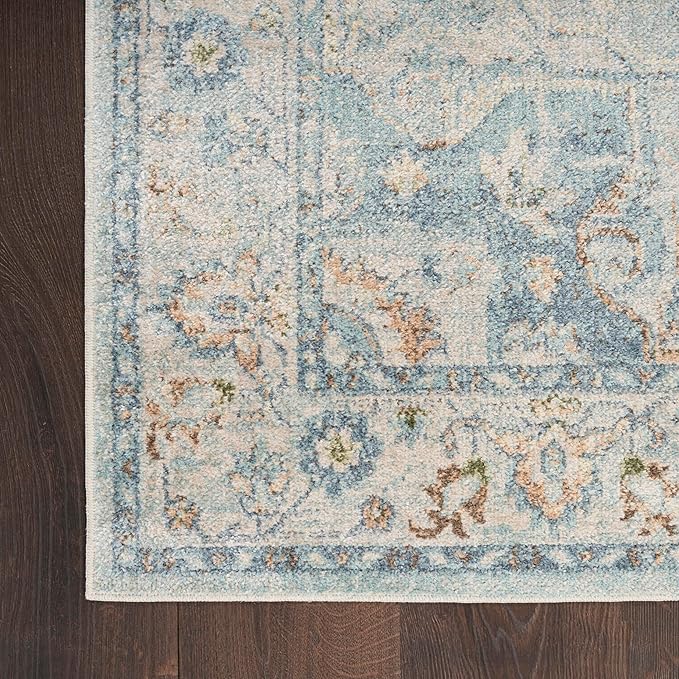 Nourison Home Astra Machine Washable Light Blue 2'2" x 8' Area Rug - Easy Clean, Non Shedding, Bed Room, Living Room, Dining Room, Kitchen (8' Runner)
