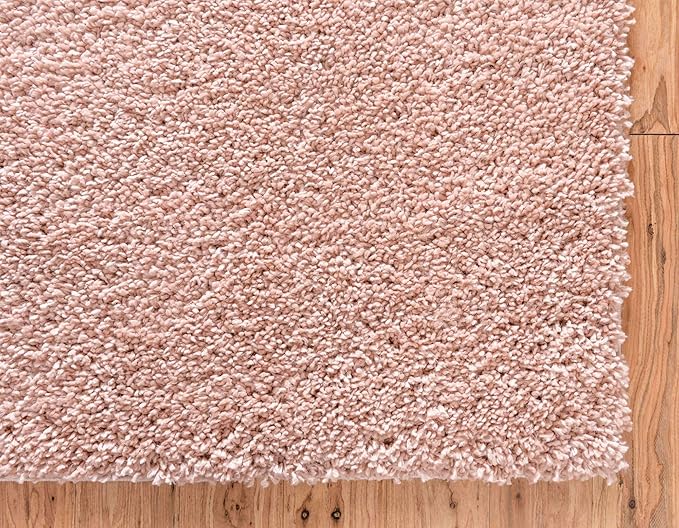 Unique Loom Davos Shag Collection Area Rug - Solid (5' 3" x 8' Rectangle, Dusty Rose)