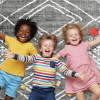ReaLife Rugs Machine Washable Area Rug - Living Room Bedroom Bathroom Kitchen Entryway Office - Padded Low Pile Stain Resistant Premium - Moroccan Diamond Tribal - Jax - Gray 4' x 6'