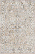 Nourison Home Astra Machine Washable Beige 4' x 6' Area Rug - Easy Clean, Non Shedding, Bed Room, Living Room, Dining Room, Kitchen (4' x 6')