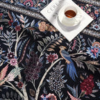 Rugcomf 8x10 Area Rugs Vibrant Tree of Life-Patterned Vintage Washable Area Rug Non Slip Low Pile Large Rug for Bedroom Farmhouse Dining Room Kids Playroom, Black