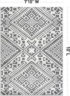 Rugshop Boho Cream Tribal Area Rug Modern Indoor Carpet for Living Room, Bedroom, or Entryway – Non-Shedding, Low Pile Geometric Design 7' 10" x 10'