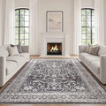 Black Rug Living Room Rugs: 10x14 Washable Boho Large Vintage Moody Soft Distressed Oriental Stain Resistant Non-Slip Indoor Floor Carpet for Bedroom Playroom Office Dining Room Retro Home House