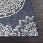 CAMILSON Outdoor Rug 8x10 Modern Area Rugs for Indoor and Outdoor Patios and Porches - Waterproof, Washable, Non-Shedding, Easy-to-Clean Outside Carpet (8 x 10, Medallion - Blue/White)