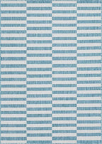 Unique Loom Outdoor Collection Classic Stripes, Transitional Indoor & Outdoor Area Rug, 8' 0 x 11' 0, Blue/ Ivory