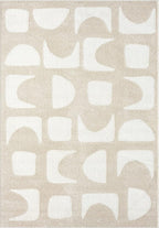 Abani Nuevo Collection Area Rug - Modern Geometric Beige/Cream Design - 6'x9' - Easy to Clean - Durable for Kids and Pets - Non-Shedding - Medium Pile - Soft Feel - for Living Room, Bedroom & Office
