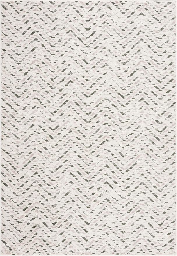 SAFAVIEH Adirondack Collection Area Rug - 4' x 6', Ivory & Dark Green, Chevron Design, Non-Shedding & Easy Care, Ideal for High Traffic Areas in Living Room, Bedroom, Dining (ADR104X-4)