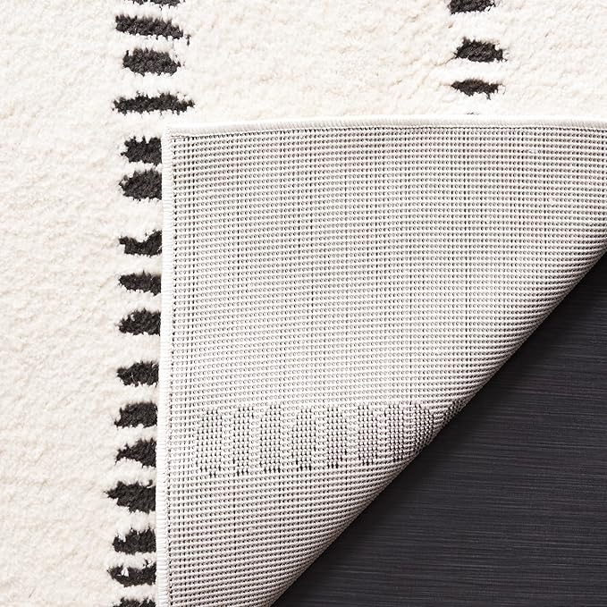SAFAVIEH Melody Collection Area Rug - 5'3" x 7'6", Ivory & Black, Stripe Design, Non-Shedding & Easy Care, Ideal for High Traffic Areas in Living Room, Bedroom (MEL114A)