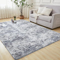 Andency Soft Area Rugs for Living Room Bedroom, 5x8 Fluffy Shaggy Bedside Rug, Non-Slip Large Shag Fuzzy Plush Carpets for Bedroom Kids Dorm Nursery Home Decor Aesthetic, Tie-Dyed Light Grey