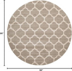 Rugs.com Lattice Collection Rug – 8 Ft Round Light Brown Medium Rug Perfect for Kitchens, Dining Rooms