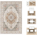 Area Rug 2x3 Entryway Rug Soft Washable Doormat Non Slip Low Pile Lightweight Carpets Indoor Faux Wool Small Rug for Entrance, Kitchen, Bedroom, Living Room