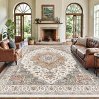 9x12 Large Area Rugs for Living Room Ultra-Soft Washable Rug Vintage Distressed Non-Slip Low Pile Stain Resistant Carpet for Bedroom Dining Room Kitchen Office