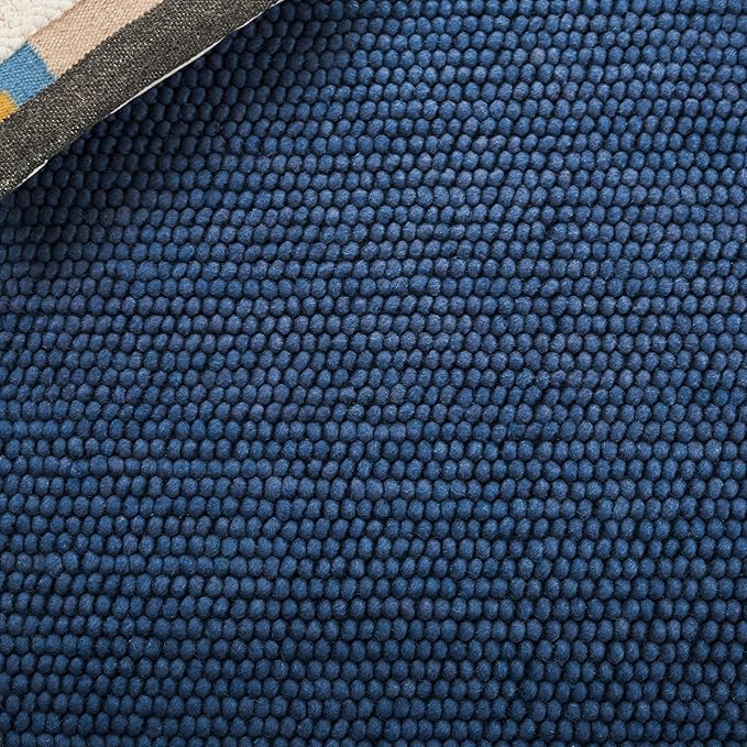 SAFAVIEH Natura Collection Runner Rug - 2'3" x 8', Navy & Blue, Handmade Wool Blend, Textured Design, Ideal for Hallway, Bedroom, Foyer (NAT620M)