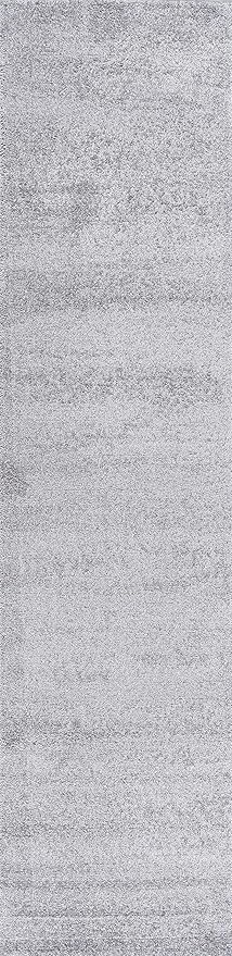 Eyely UES100K-28 Supersoft Haze Solid Low-Pile Indoor Runner Rug Casual;Contemporary;Solid;Traditional, Bedroom, Kitchen, Living Room, Easy-Cleaning, Non-Shedding, 2 X 8, Light Gray