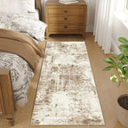 Fmfunctex 2x6 Runner Rug Washable Brown Beige Modern Abstract Entryway Non Slip Neutral Low Pile Indoor Carpet Soft Accent Hallway Rug for Kitchen Living Room Bedroom Bathroom Laundry Entrance Bedside